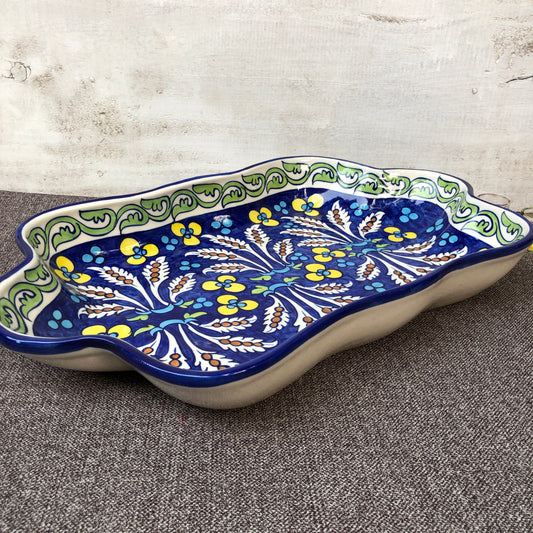 Green Flower Large Rectangle Serving Dish