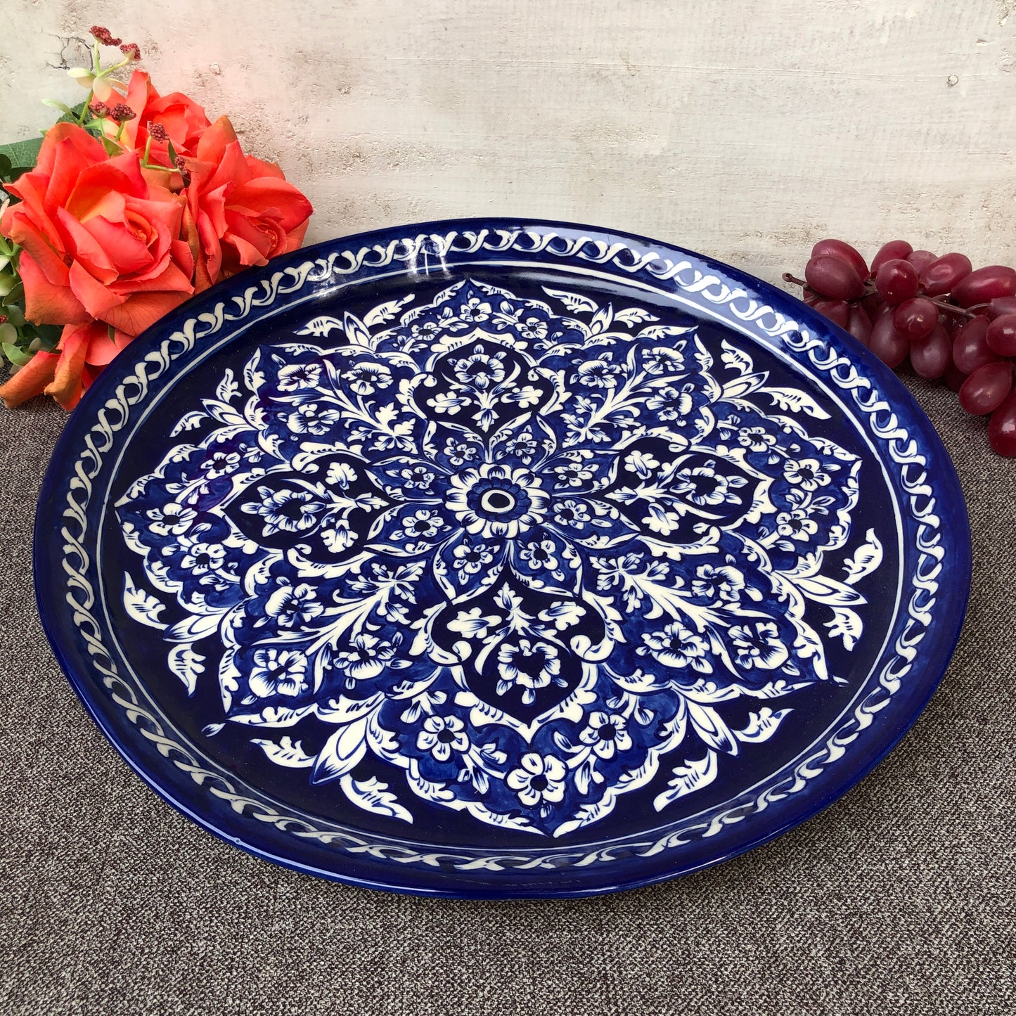 Antique Dark Blue Platter - Large