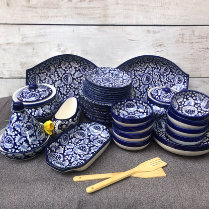 Blue Flower Dinner Set - 8 Persons Serving