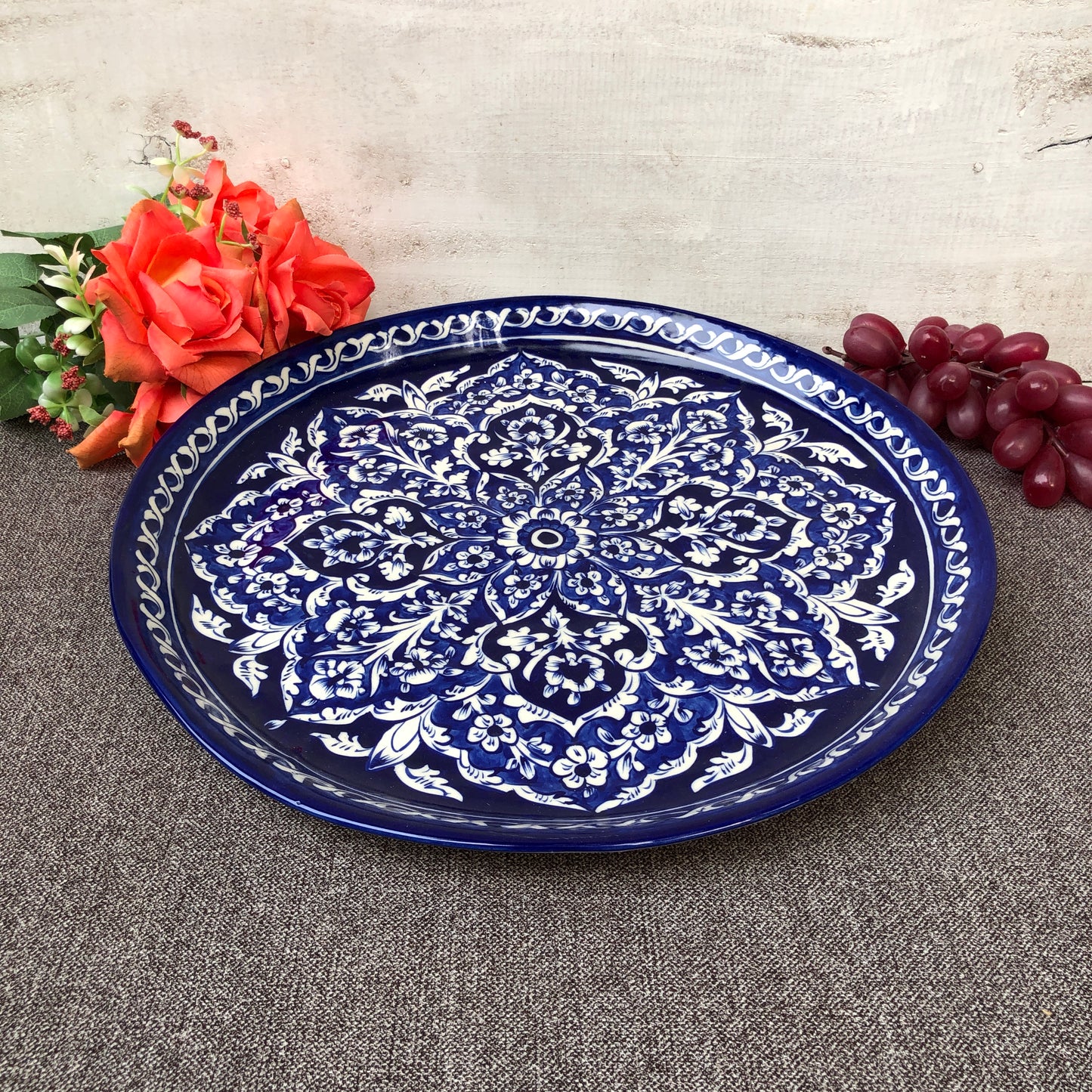 Antique Dark Blue Platter - Large