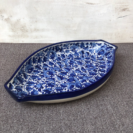 Blue Pattern Oval Dish