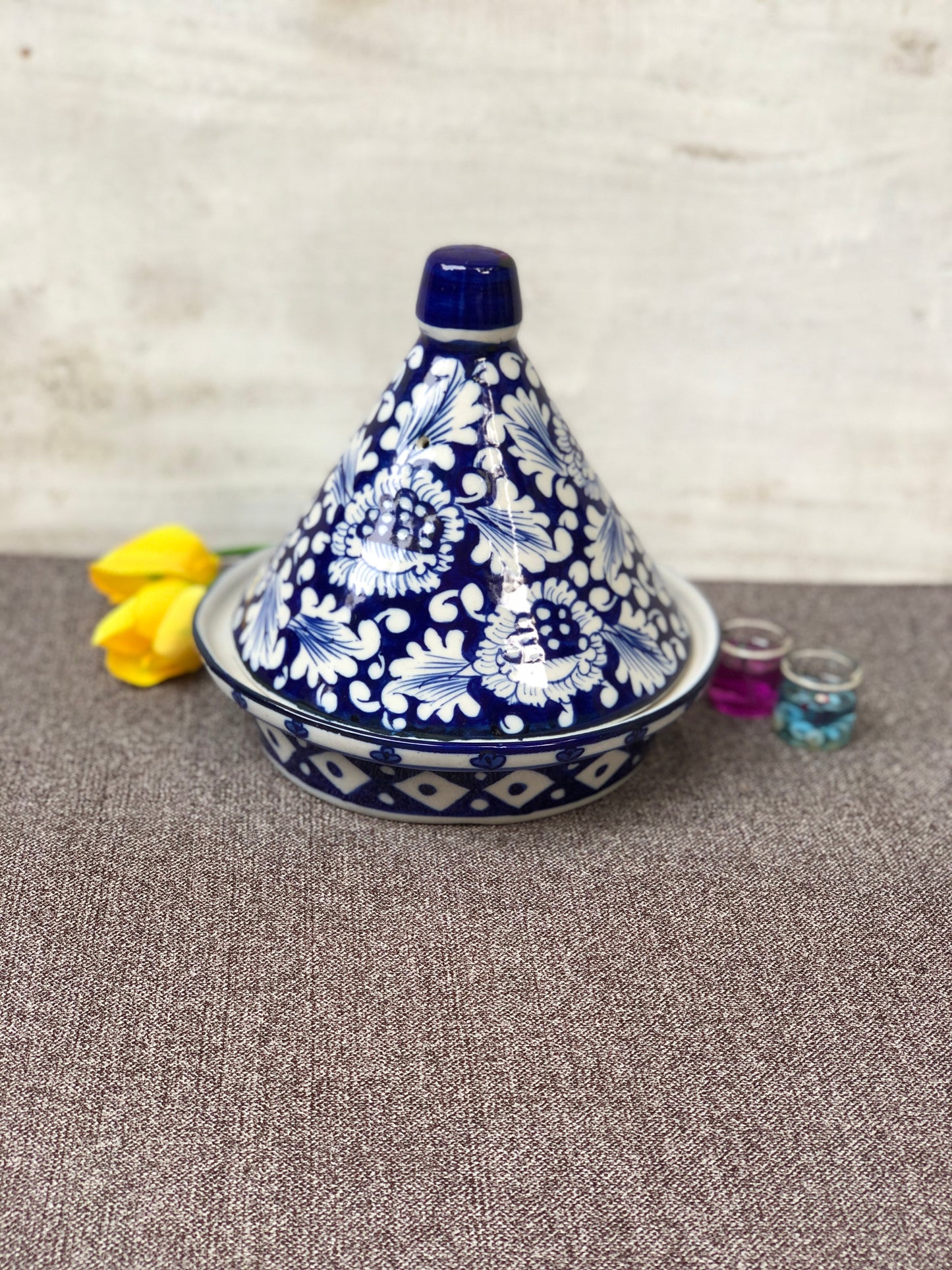 Blue Flower Bowl with Cap