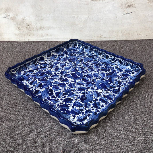 Blue Pattern Large Square Dish