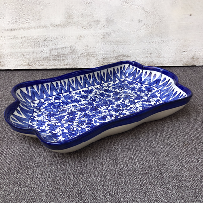 Serina Blue Med Serving Dish