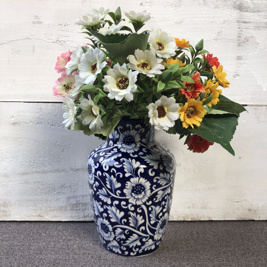 Blue Flower Bottle Hanging Planter