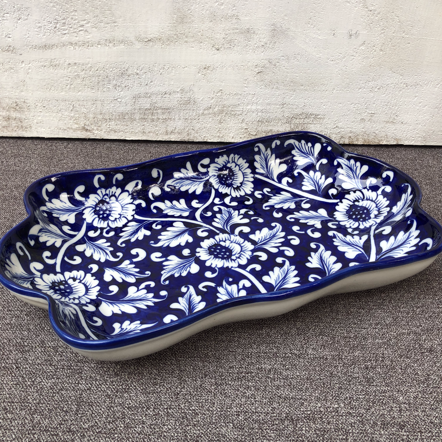 Blue Flower Large Rectangle Serving Dish