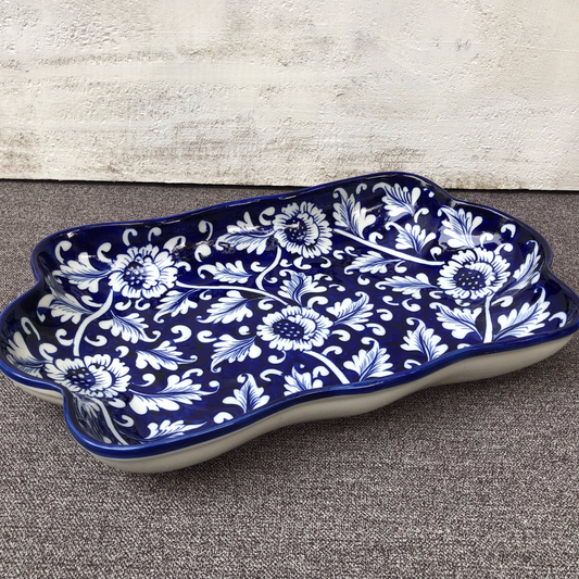 Blue Flower Medium Rectangle Dish