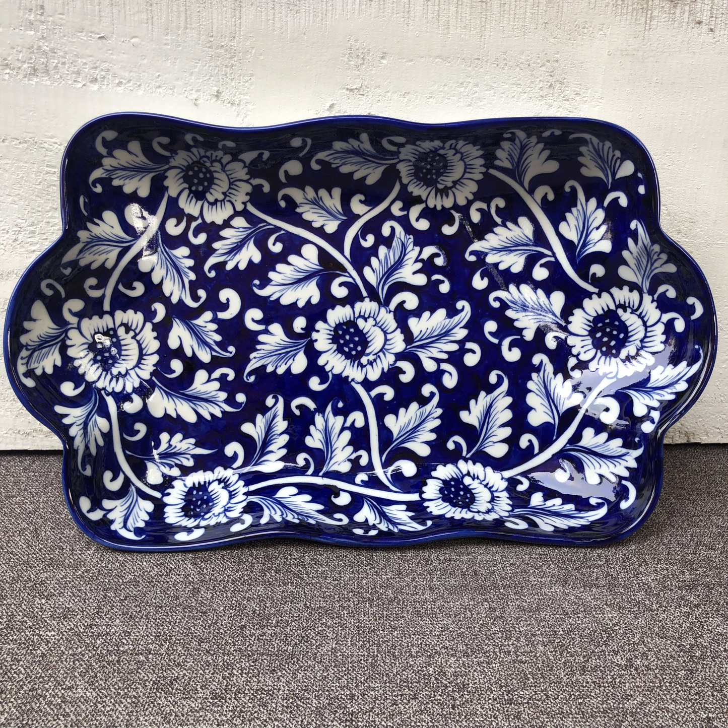 Blue Flower Large Rectangle Serving Dish