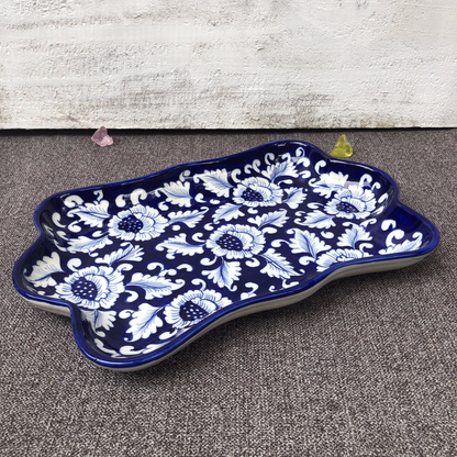 Blue Flower Small Rectangle Dish