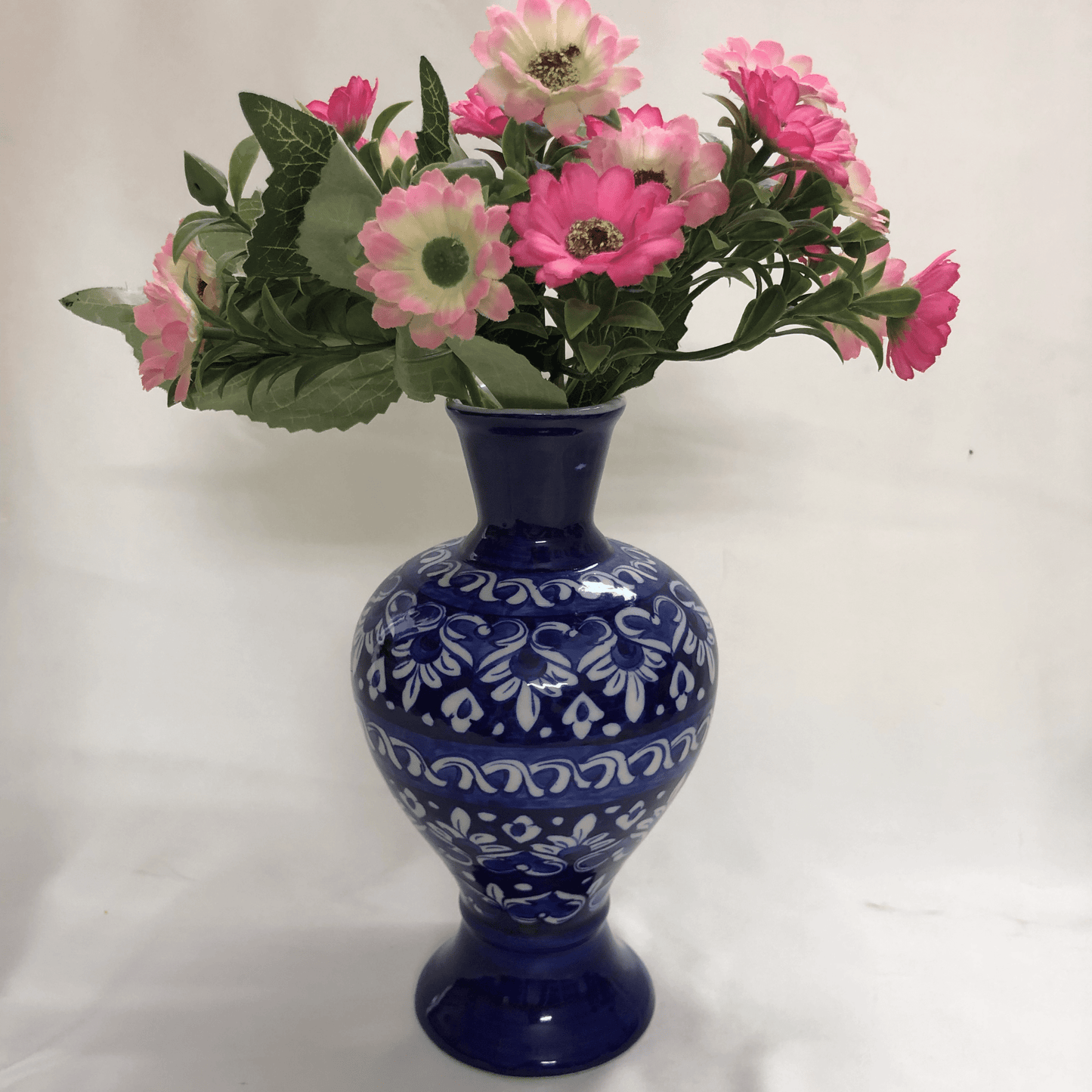 Ceramic Blue Heart Large Surahi Vase